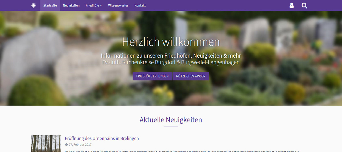 Ansicht der Startseite